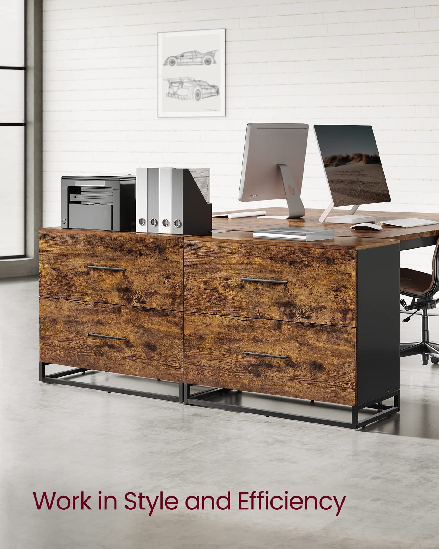 VASAGLE File Cabinet, 3 Drawers Filing Cabinet for Home Office