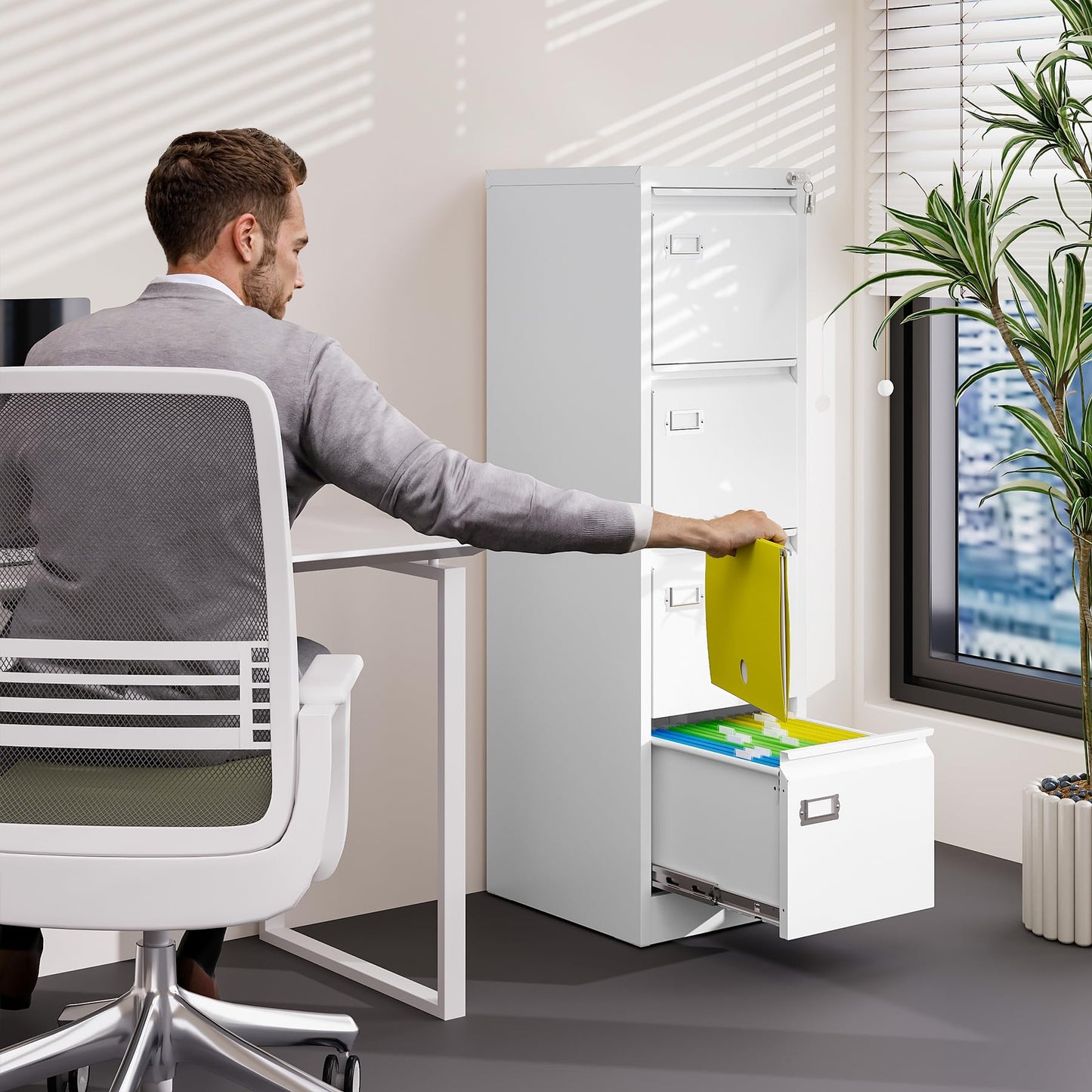 2-Drawer Vertical Locking File Cabinet, Steel, Letter Size