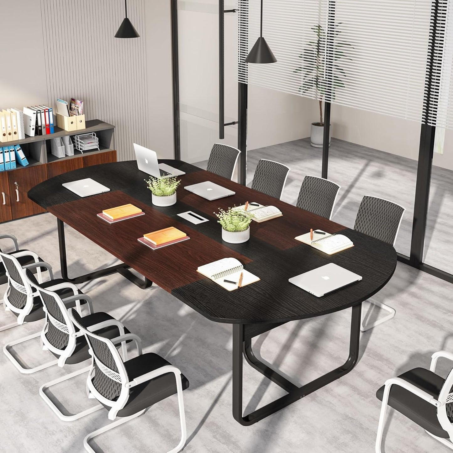 Tribesigns 6FT Oval Conference Table, Curved Meeting Tables
