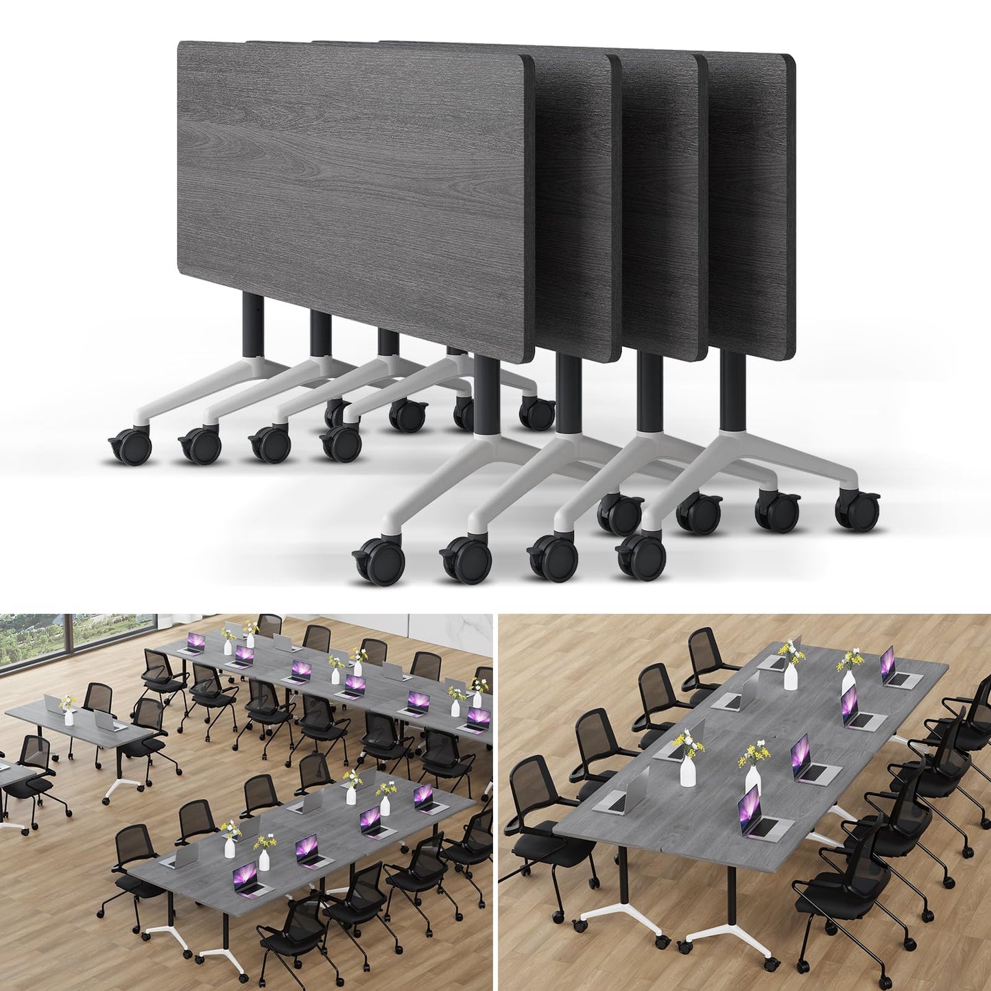 Folding Conference Table Modern Large Mobile Meeting