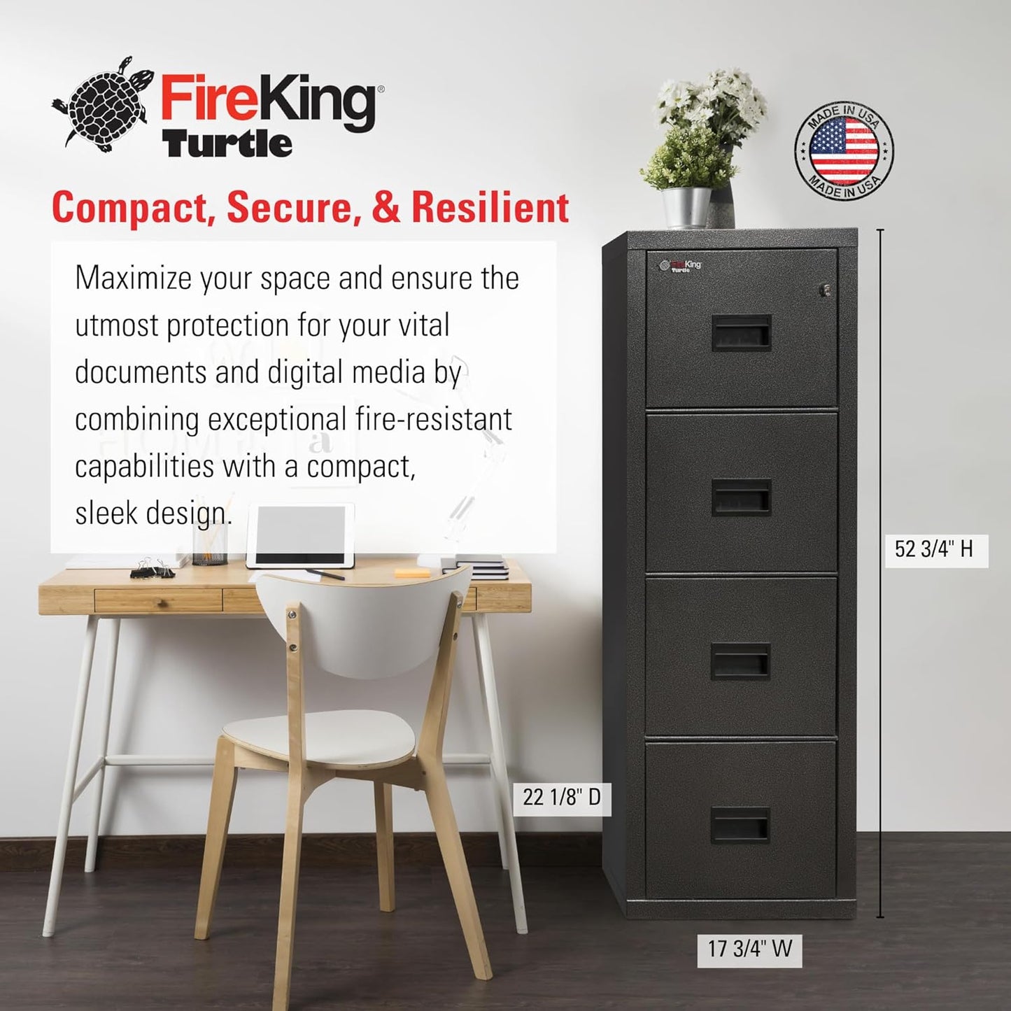 FireKing Turtle 4-Drawer Vertical Fireproof File Cabinet