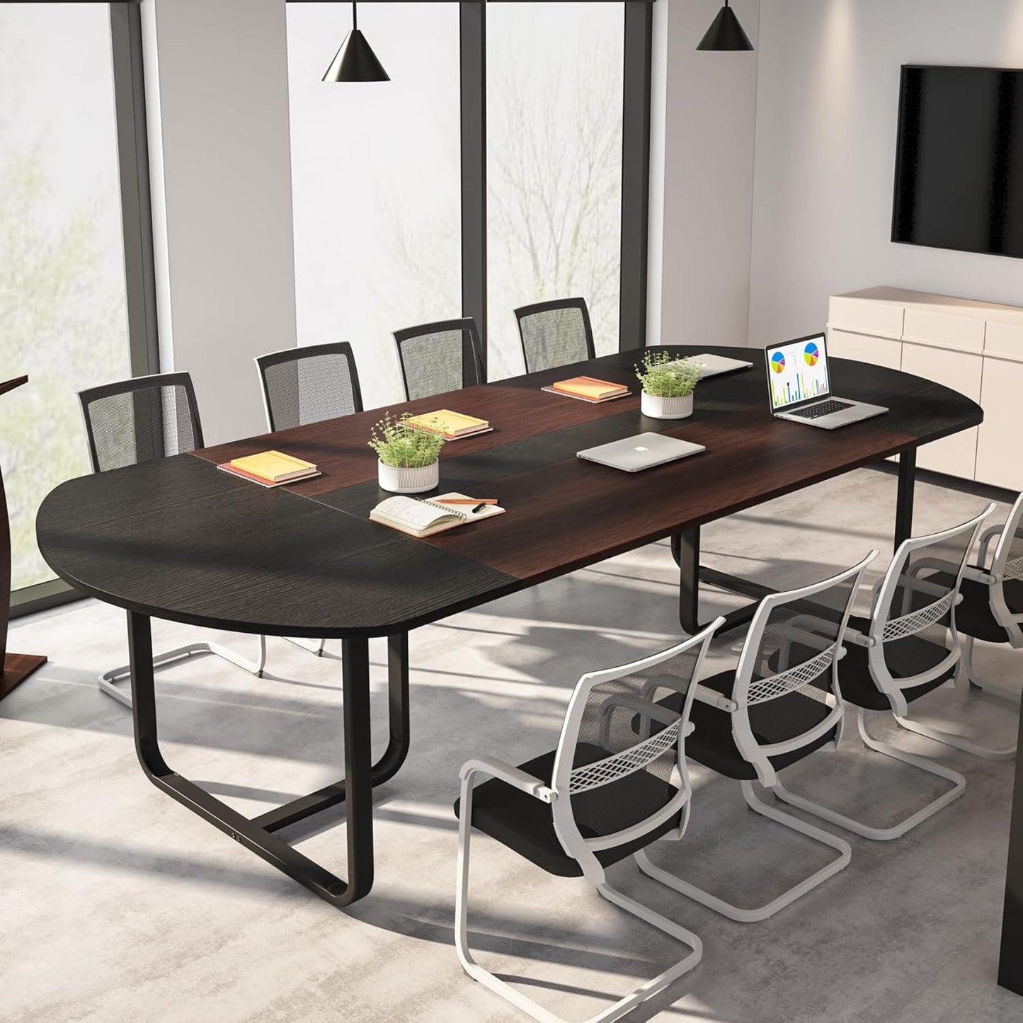 Tribesigns 6FT Oval Conference Table, Curved Meeting Tables