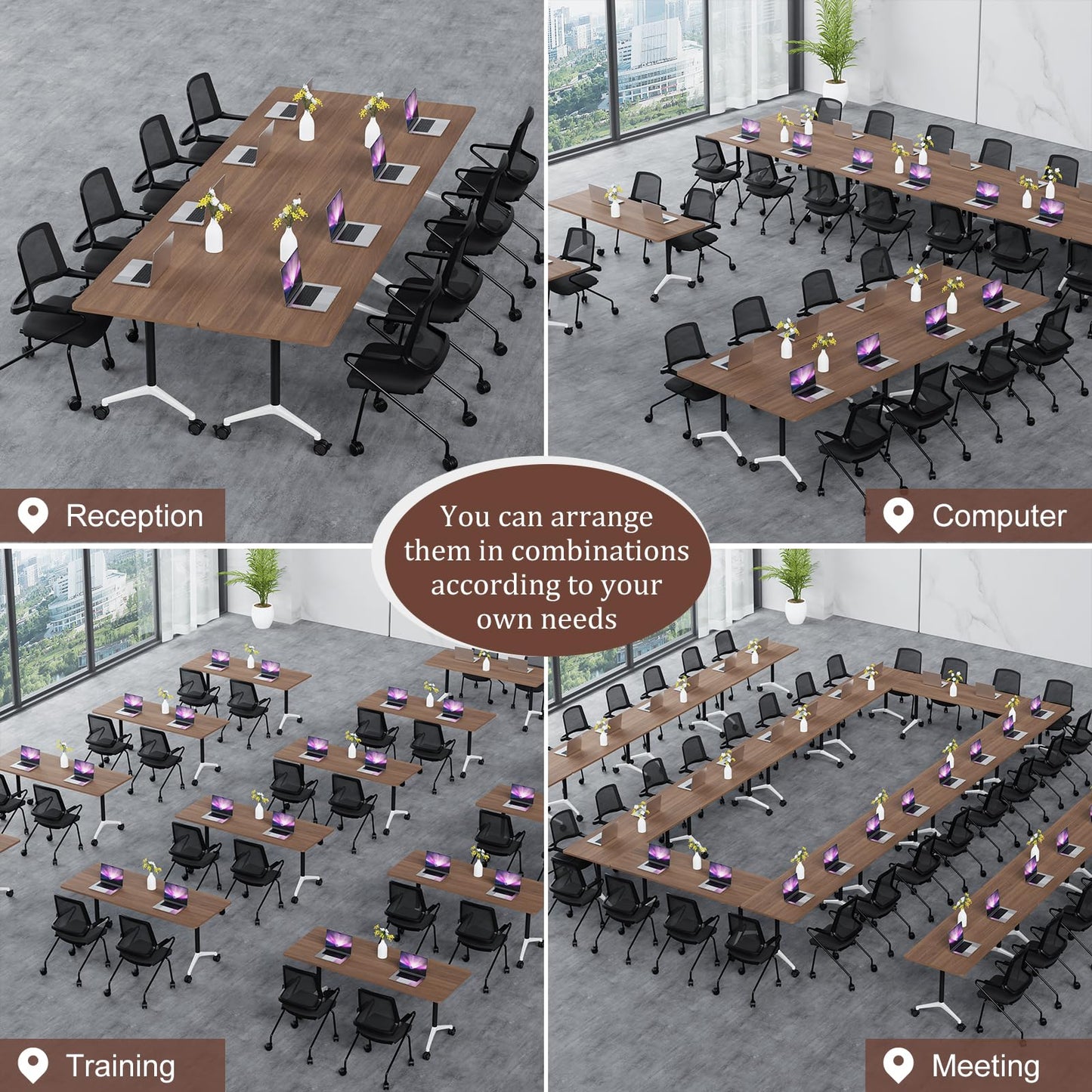 Folding Conference Table Modern Large Mobile Meeting