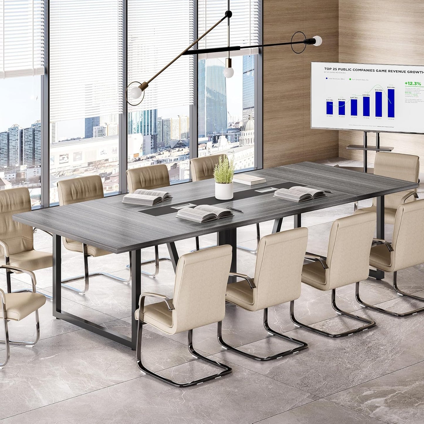 LITTLE TREE 8FT Conference Table for 10 People, Large Meeting Table