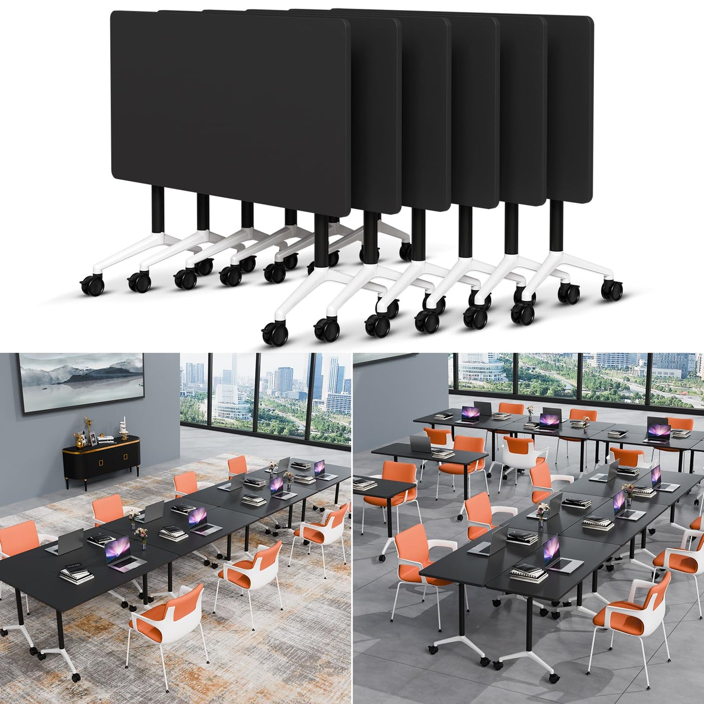 Folding Conference Table Modern Large Mobile Meeting