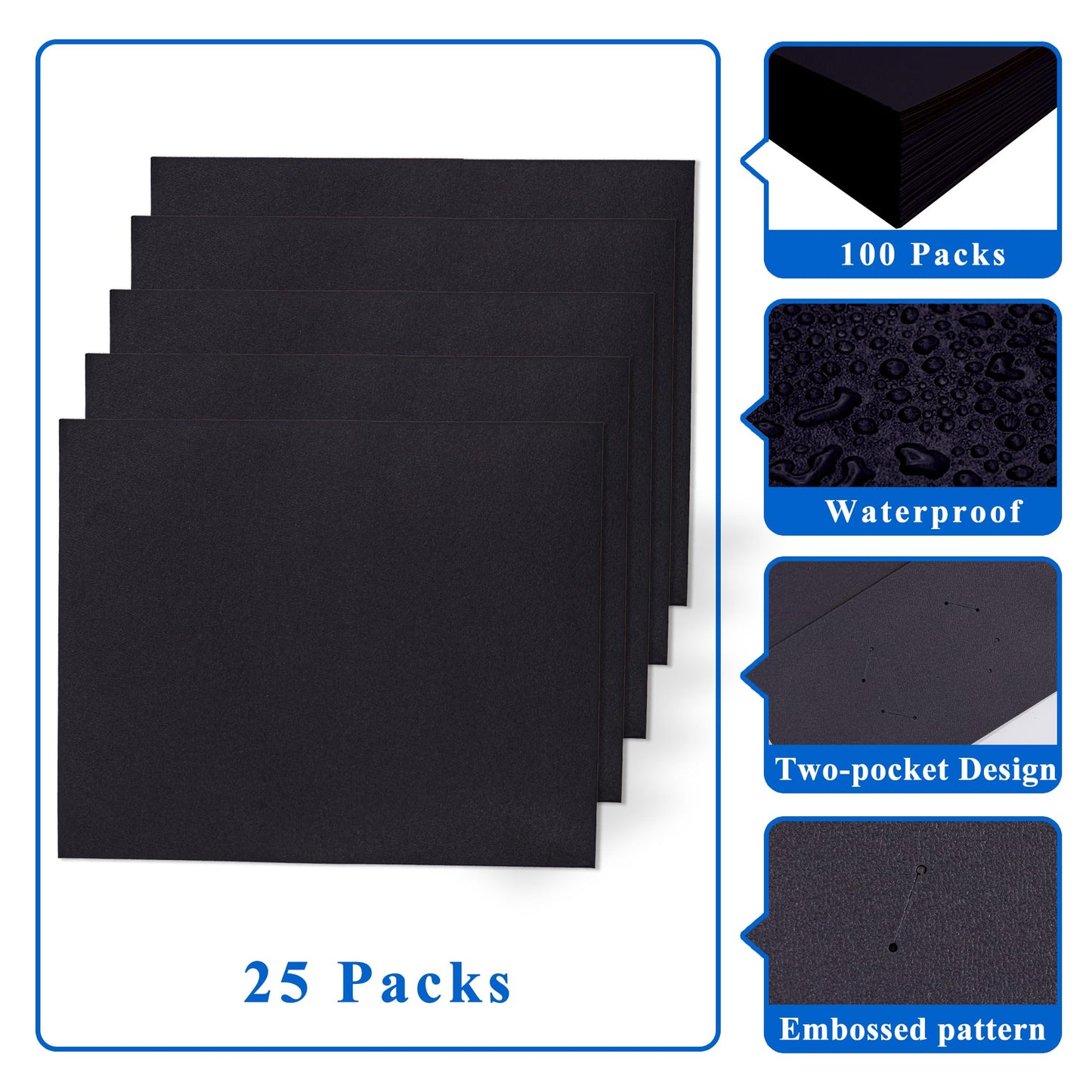 Zzrywuty 50 Packs Two Pocket File Folders with Business Card Slot