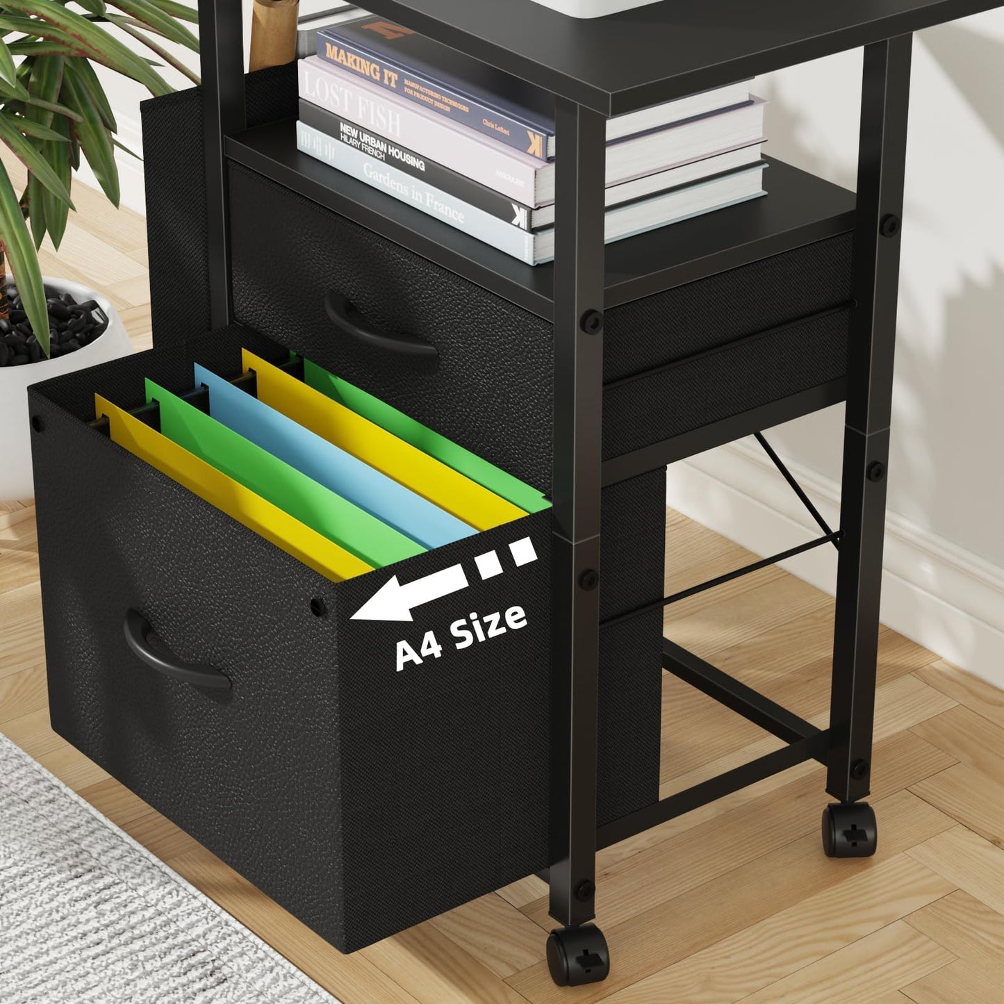 2 Drawer File Cabinet with 24'' Extended Desktop