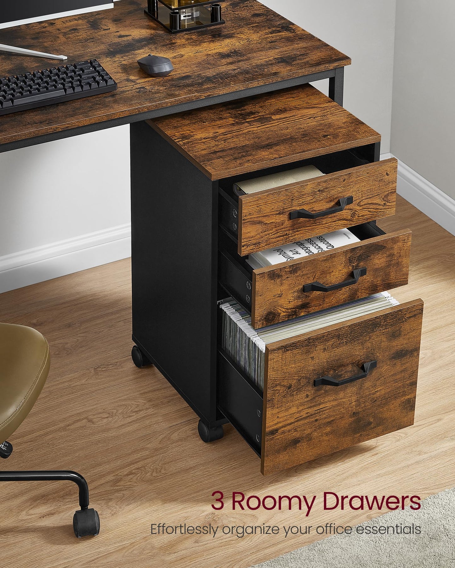 VASAGLE File Cabinet, 3 Drawers Filing Cabinet for Home Office