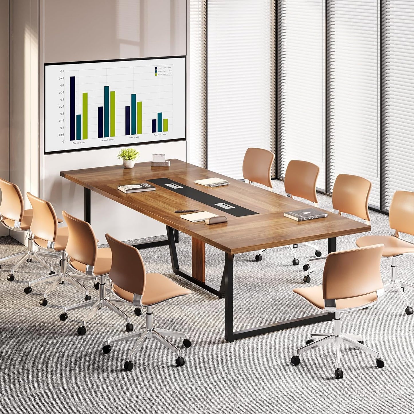 LITTLE TREE 8FT Conference Table for 10 People, Large Meeting Table