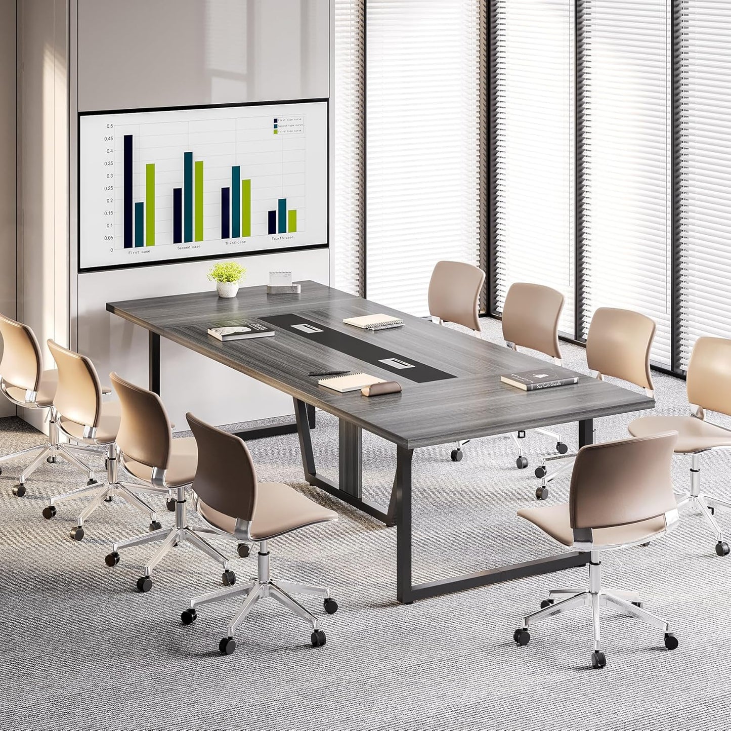 LITTLE TREE 8FT Conference Table for 10 People, Large Meeting Table