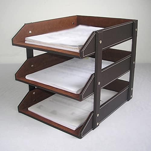 Office Supplies 3 Layers File Tray Leather Desk A4 Document