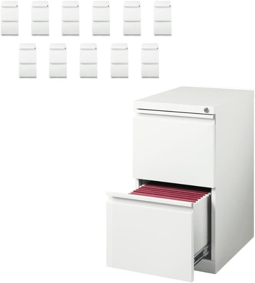 Hirsh (Set of 12) 20" Deep 2 Drawer Metal Mobile File Cabinet in Light Gray