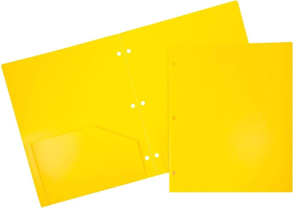 JAM PAPER Heavy Duty Plastic 3 Hole Punch Pocket Folders