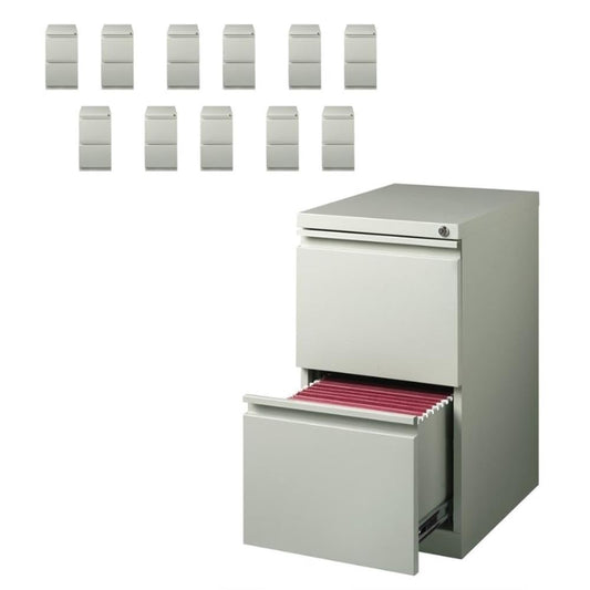 Hirsh (Set of 12) 20" Deep 2 Drawer Metal Mobile File Cabinet in Light Gray