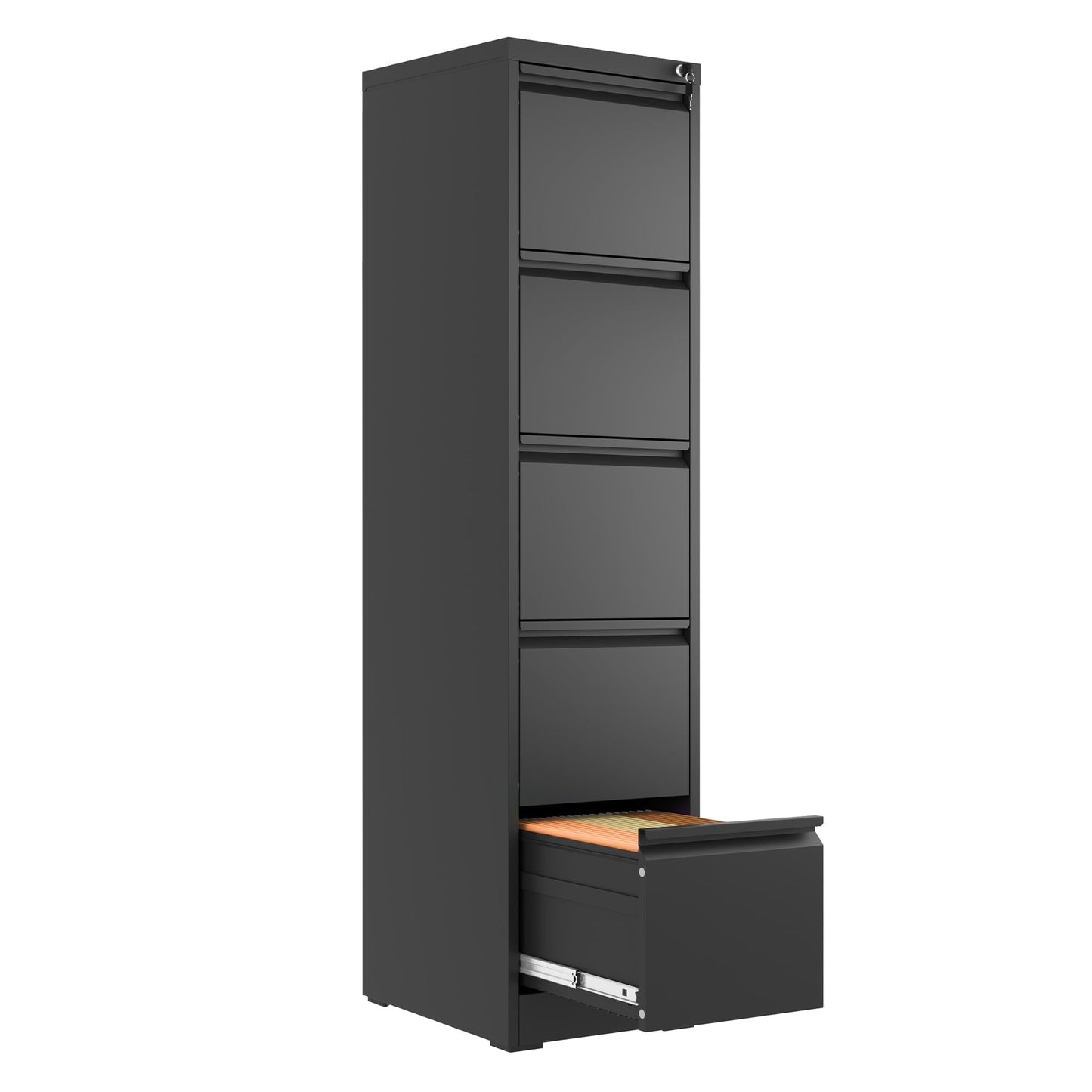 4-Drawer Metal Locking File Cabinet, Black, Vertical
