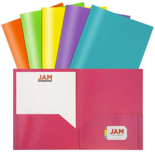 JAM PAPER Plastic 2 Pocket POP Folders - Durable School Folders