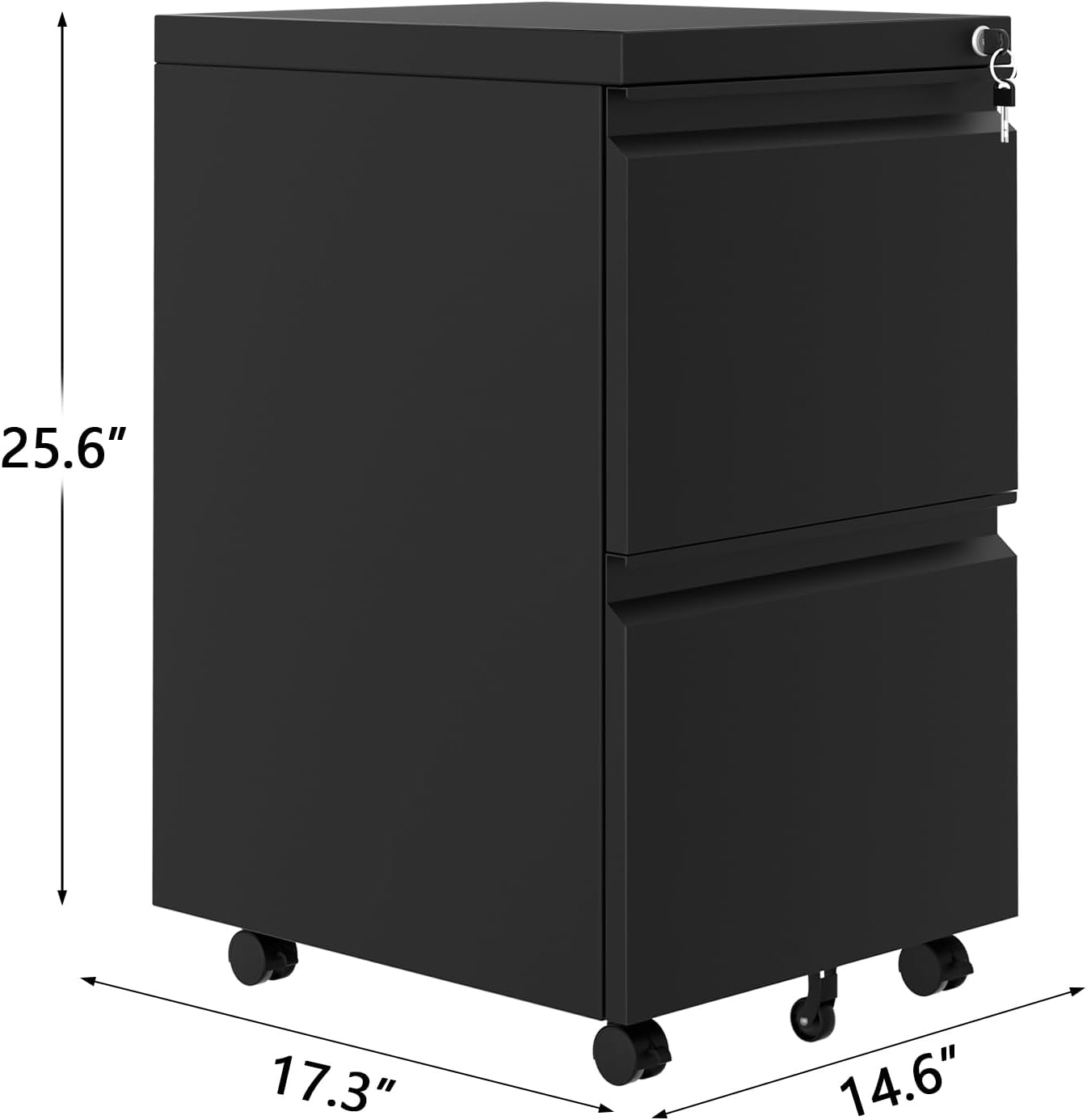 GarveeHome 3-Drawer Mobile File Cabinet with Lock Keys