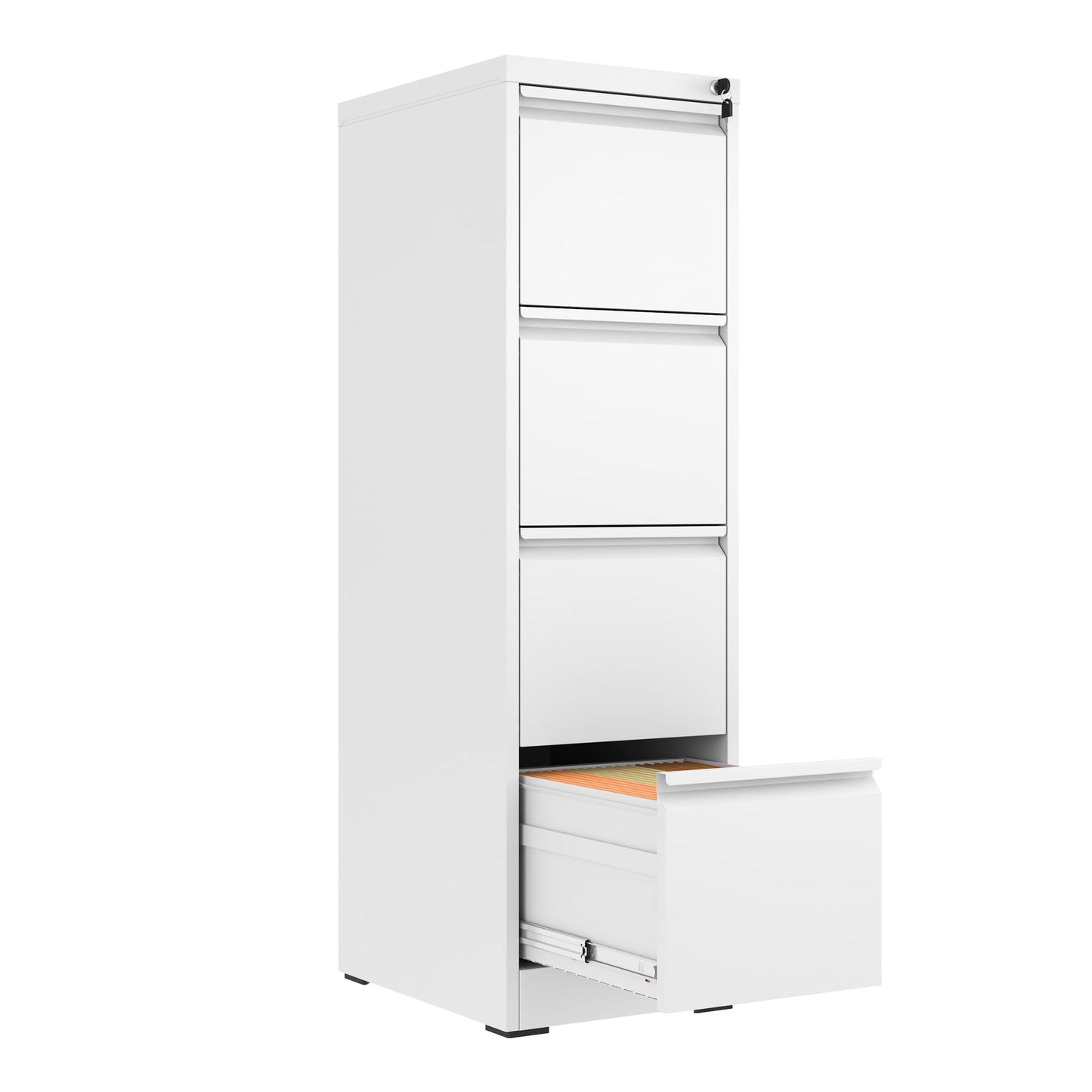 4-Drawer Metal Locking File Cabinet, Black, Vertical