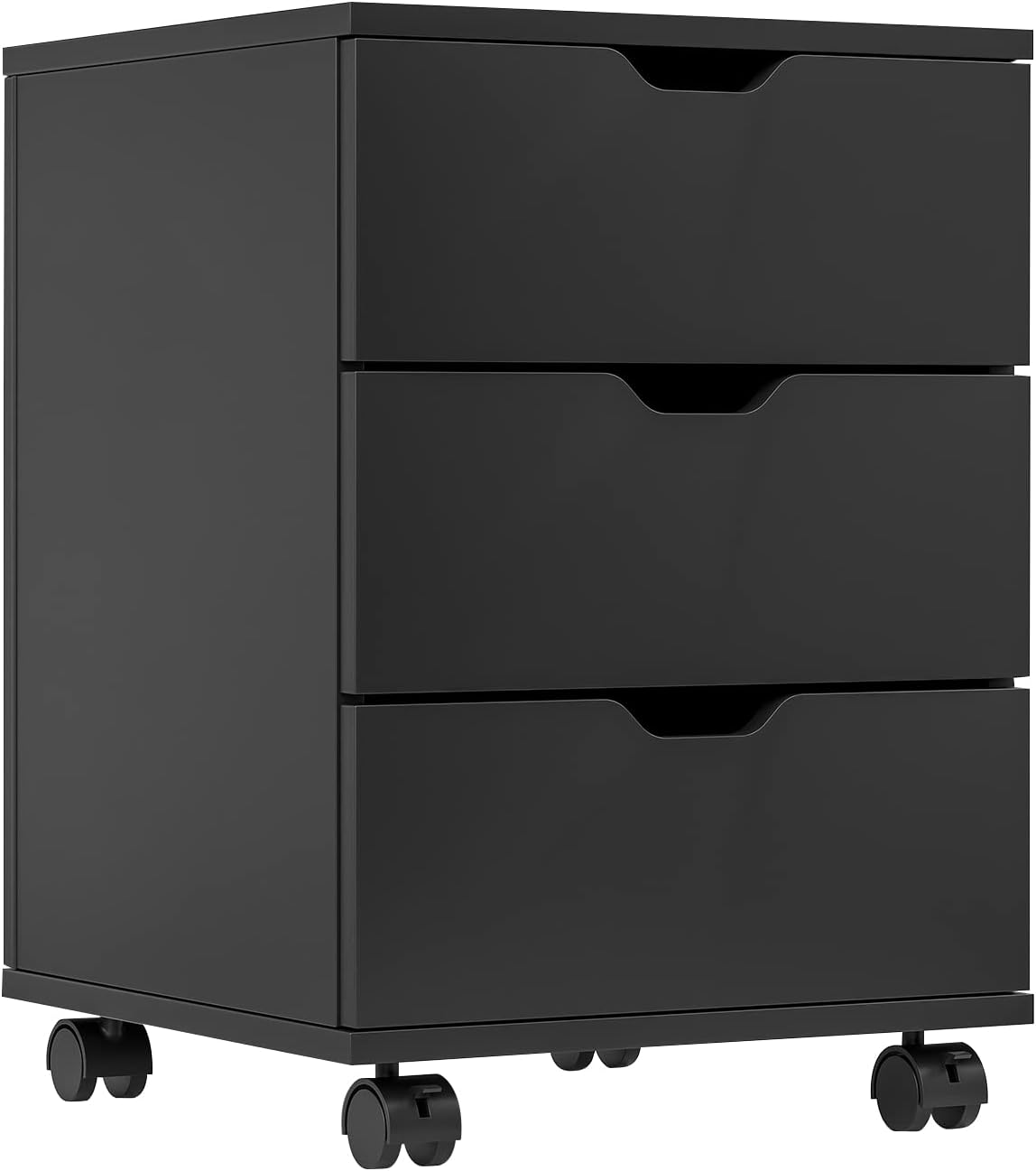 Farini 3-Drawer Mobile File Cabinet, Black Wood,