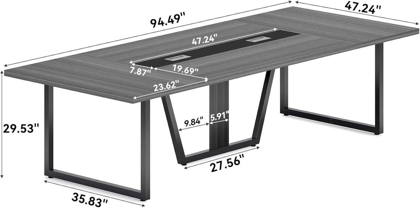 LITTLE TREE 8FT Conference Table for 10 People, Large Meeting Table