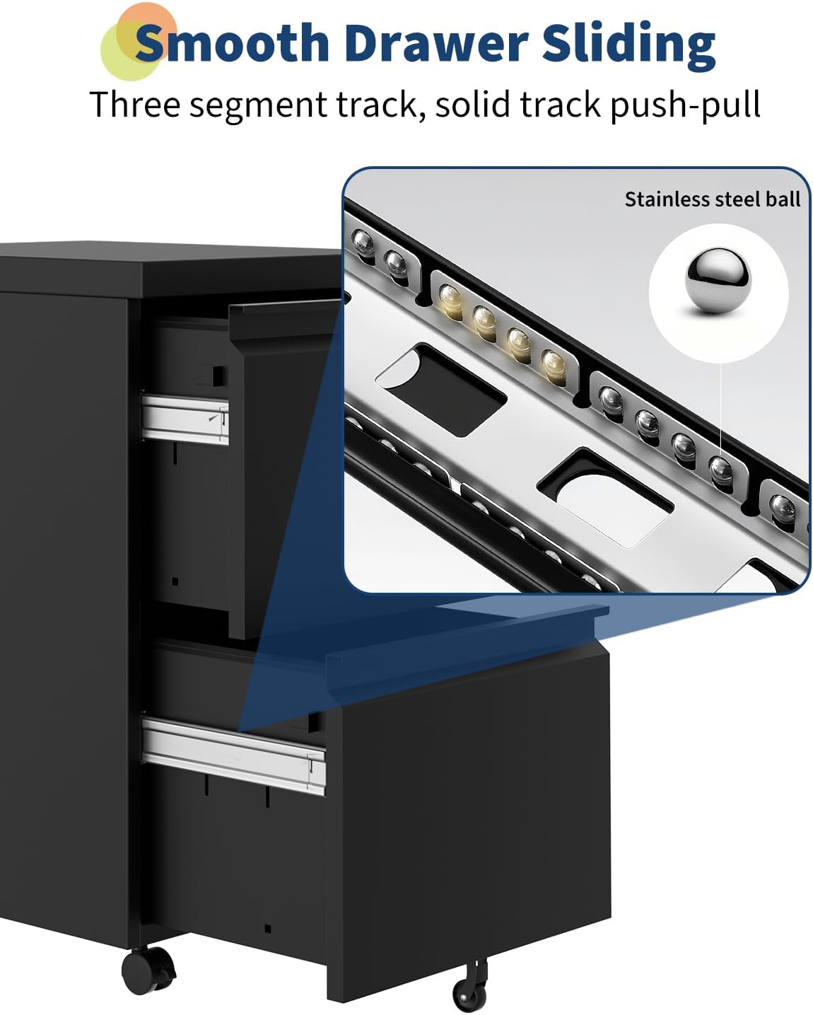 GarveeHome 3-Drawer Mobile File Cabinet with Lock Keys