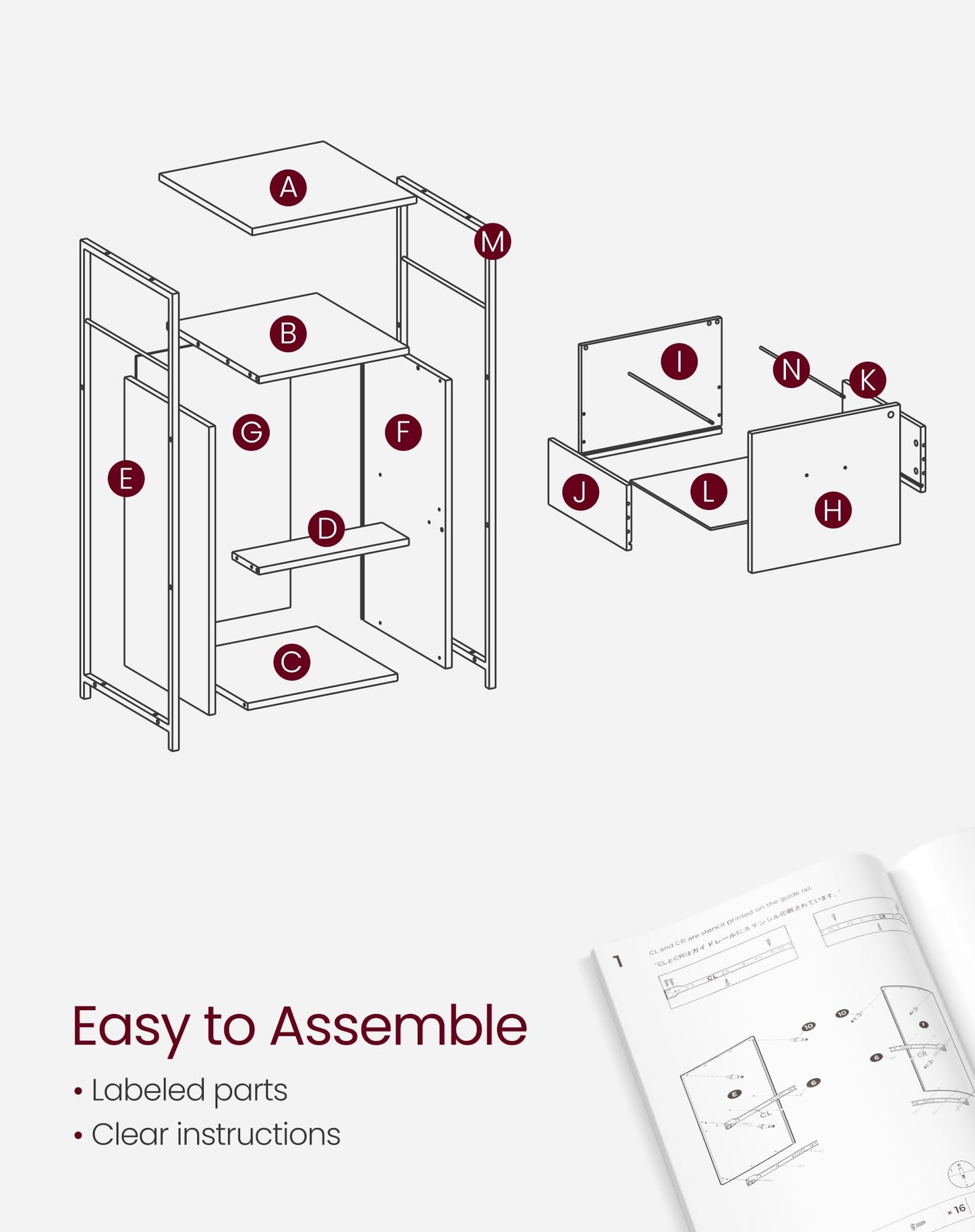VASAGLE 2-Drawer Rolling File Cabinet, Snow White
