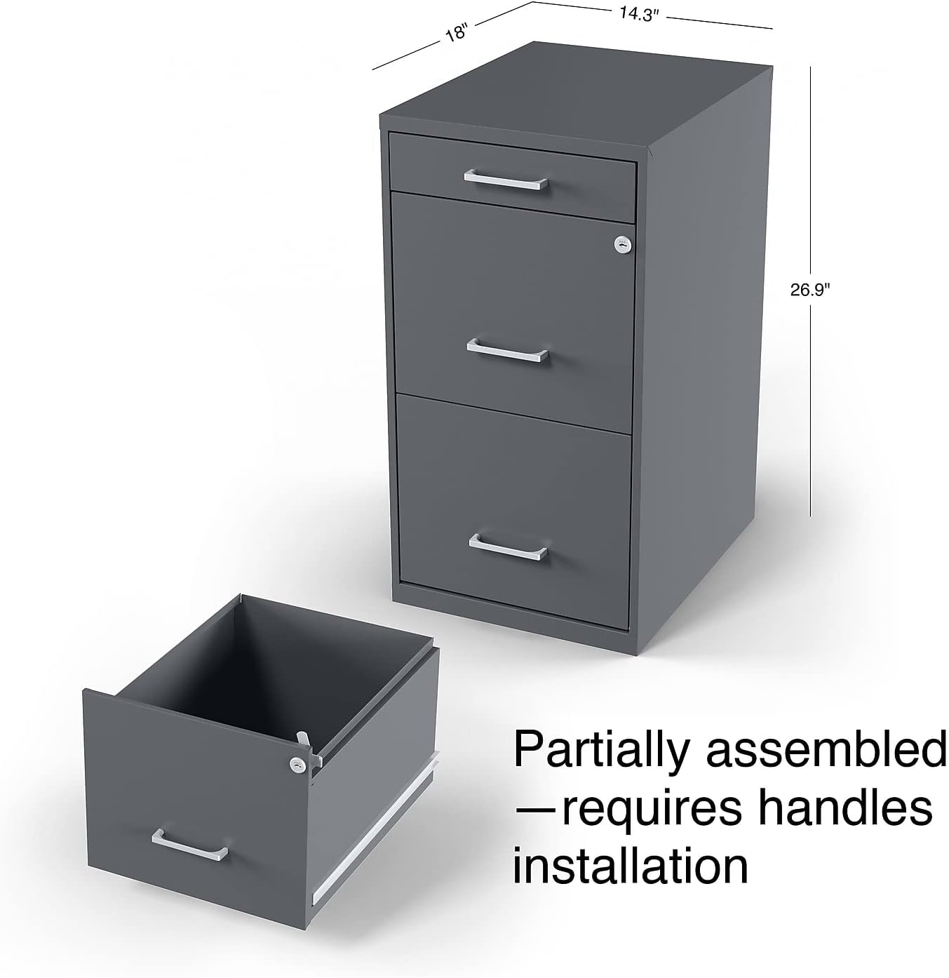 STAPLES 3-Drawer Vertical File Cabinet, Letter Size Documents