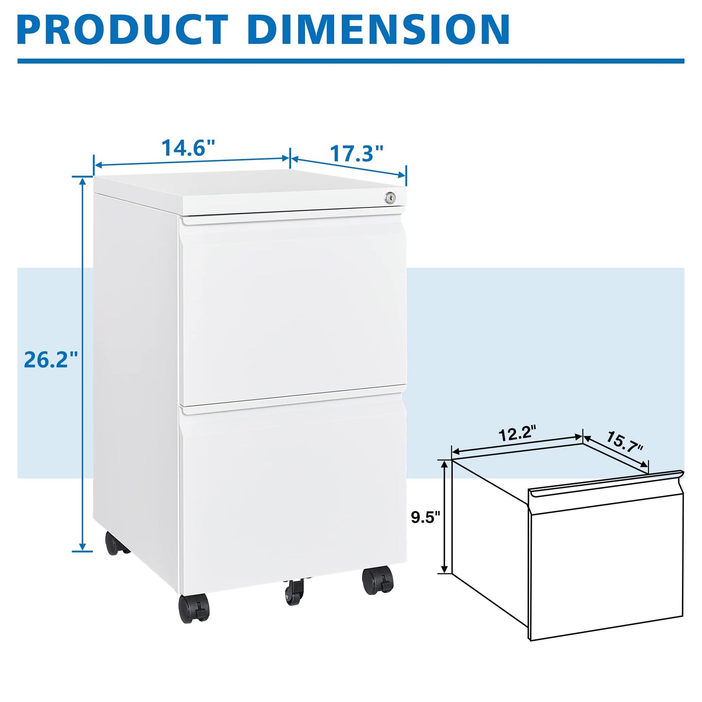 2-Drawer Vertical Locking File Cabinet, Steel, Letter Size