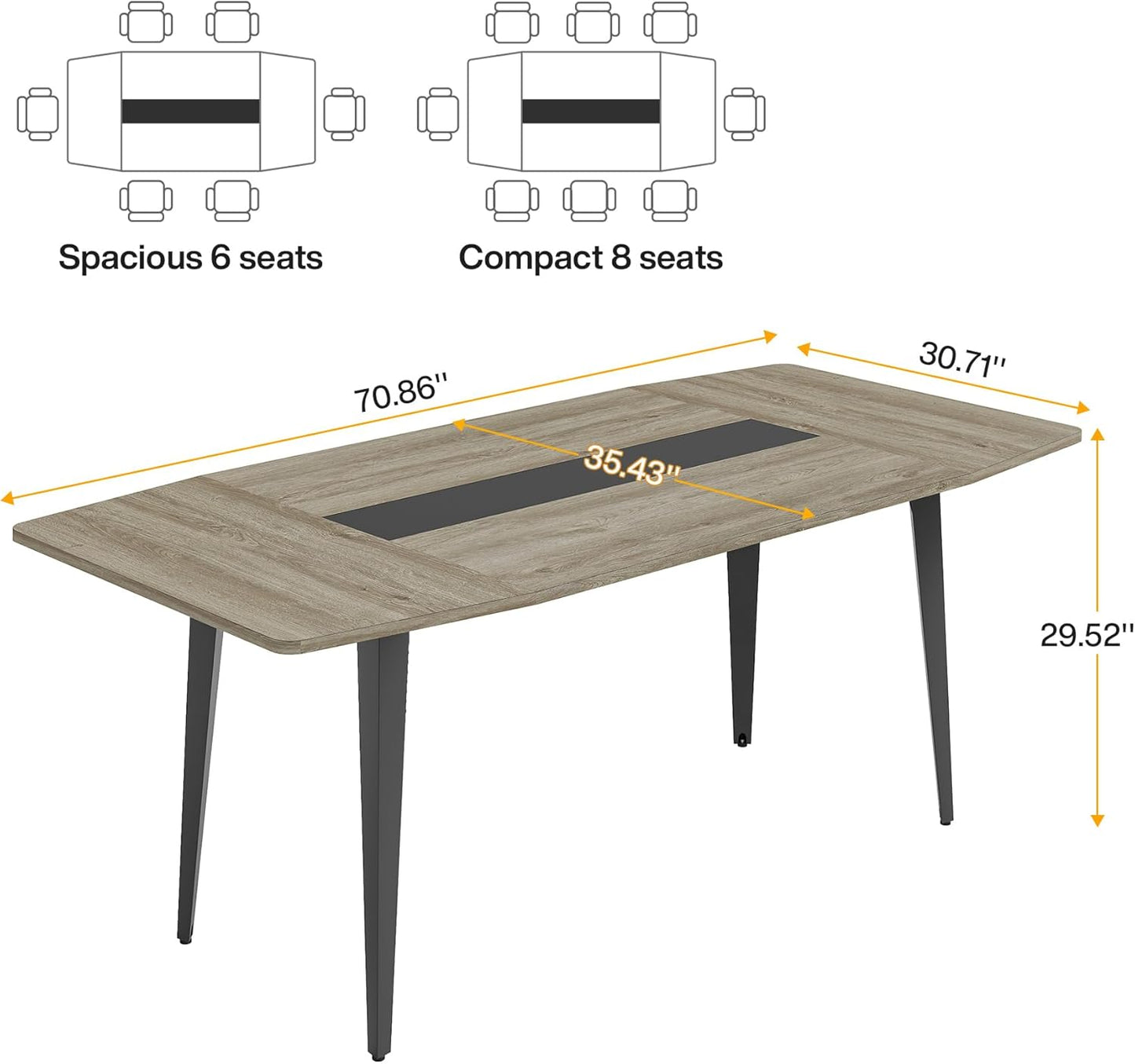 Tribesigns 6FT Conference Table, 70.86L x 35.43W x 29.52H