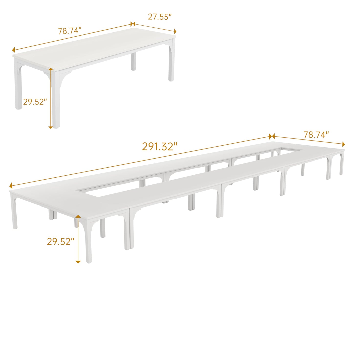 13FT Conference Table, Super Sturdy Large Rectangle Meeting Seminar Table