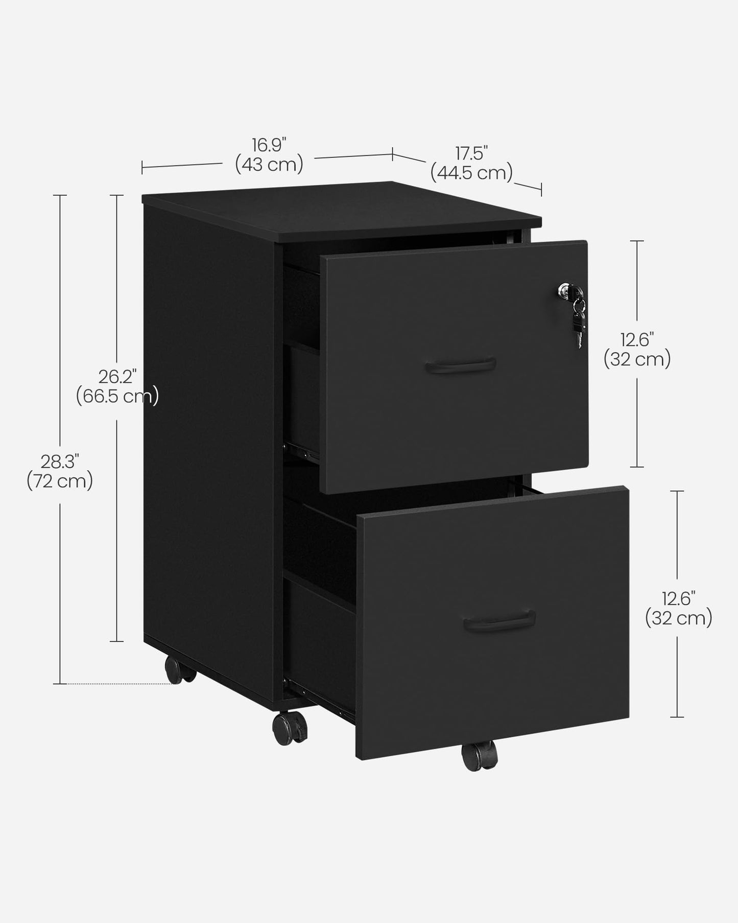 VASAGLE 2-Drawer Rolling File Cabinet, Snow White