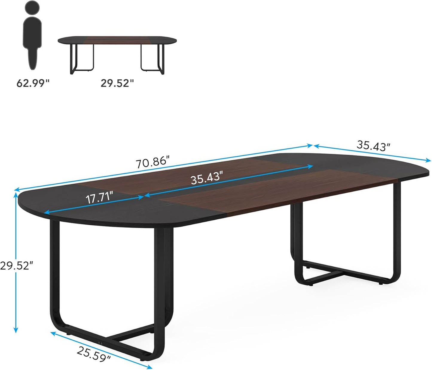 Tribesigns 6FT Oval Conference Table,  Curved Meeting Tables