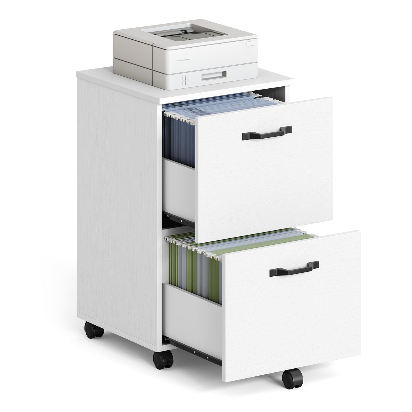 VASAGLE 2-Drawer Rolling File Cabinet, Snow White