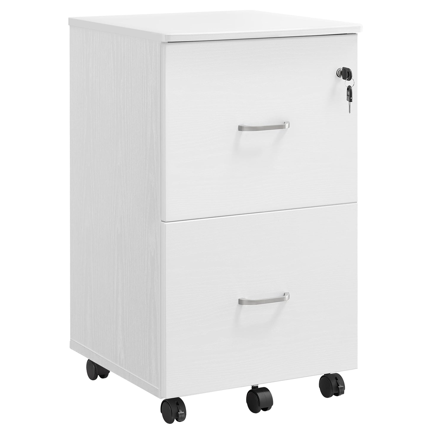 VASAGLE 2-Drawer Rolling File Cabinet, Snow White