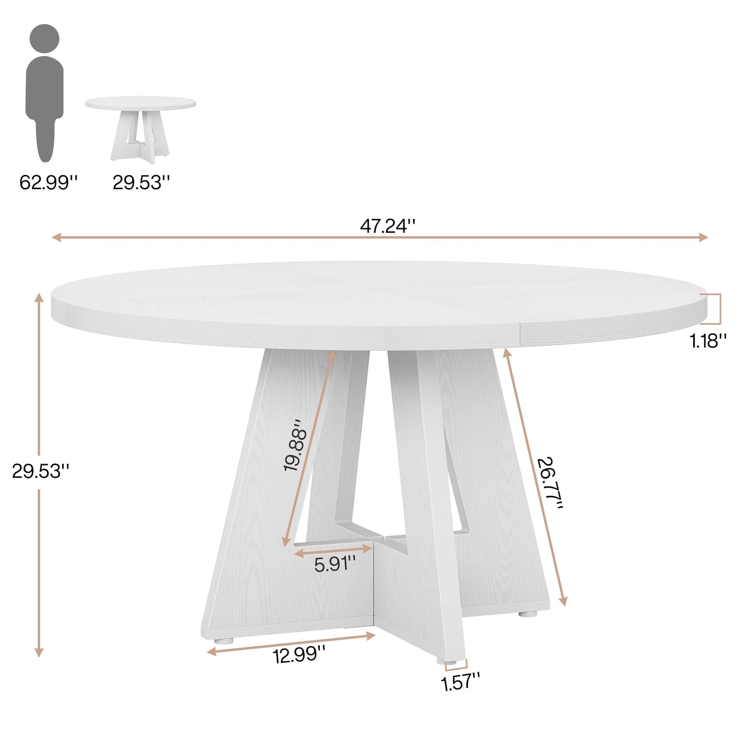 Tribesigns 47-Inch Round Conference Table  Wooden Meeting Room Table