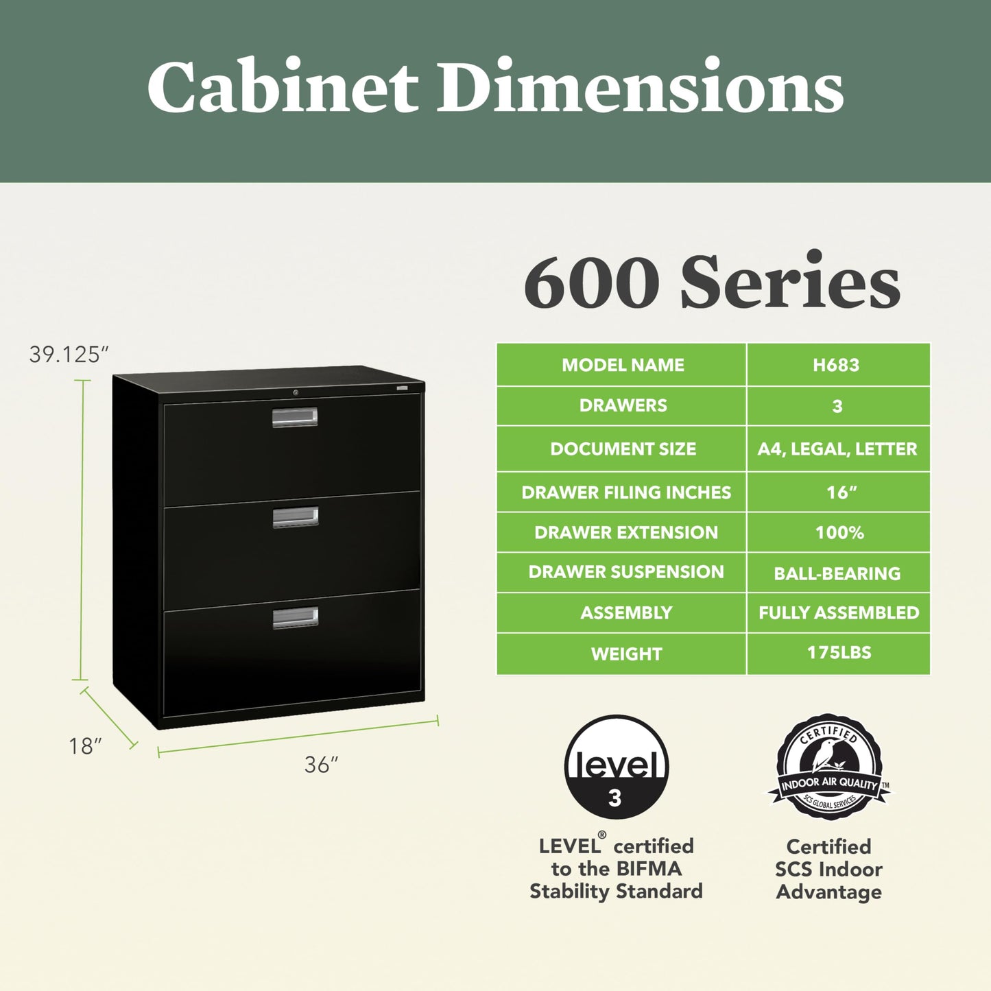 HON 2 Drawer Lateral File Cabinet with Lock, Metal Filing Cabinets