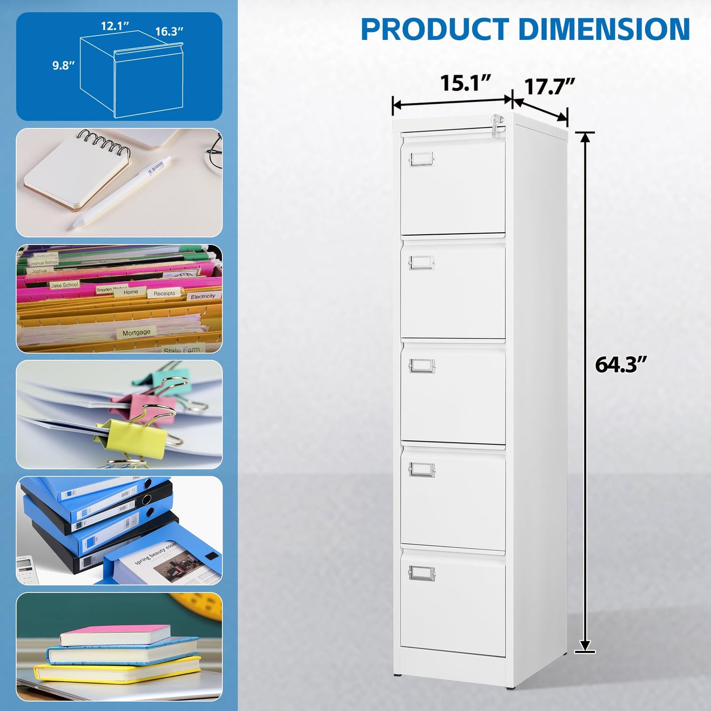 2-Drawer Vertical Locking File Cabinet, Steel, Letter Size