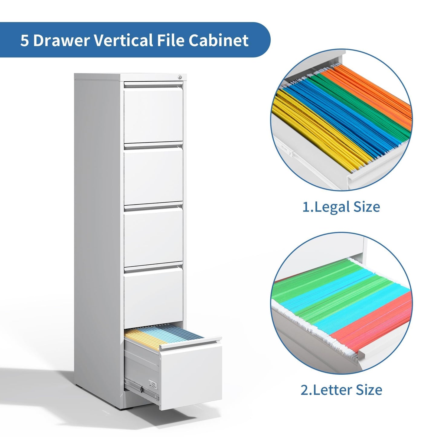 4-Drawer Metal Locking File Cabinet, Black, Vertical