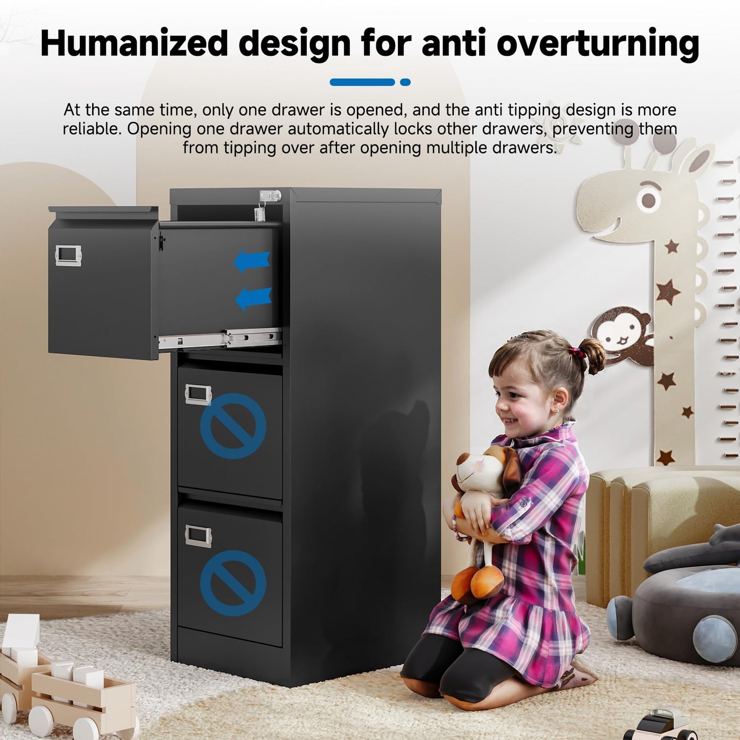 2-Drawer Vertical Locking File Cabinet, Steel, Letter Size