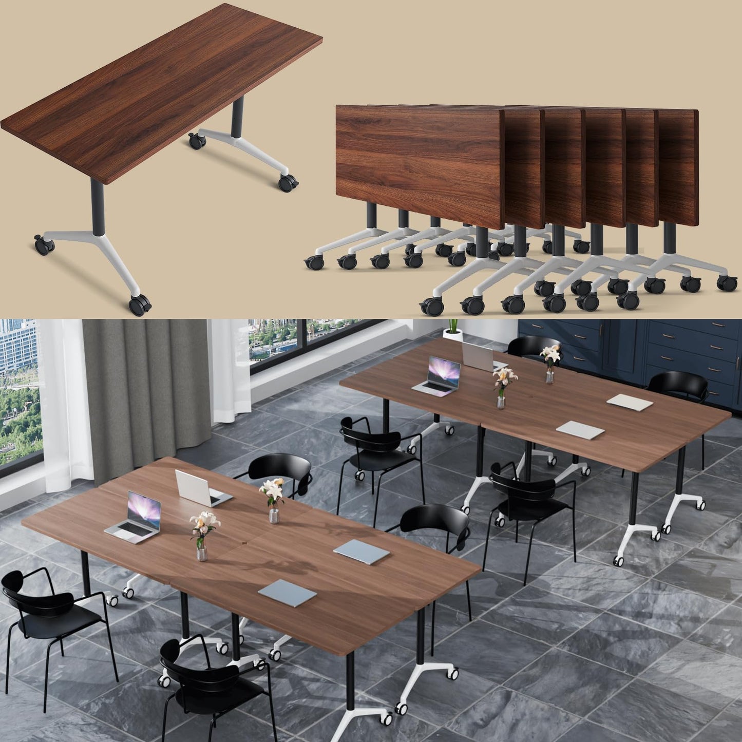 Folding Walnut Conference Table