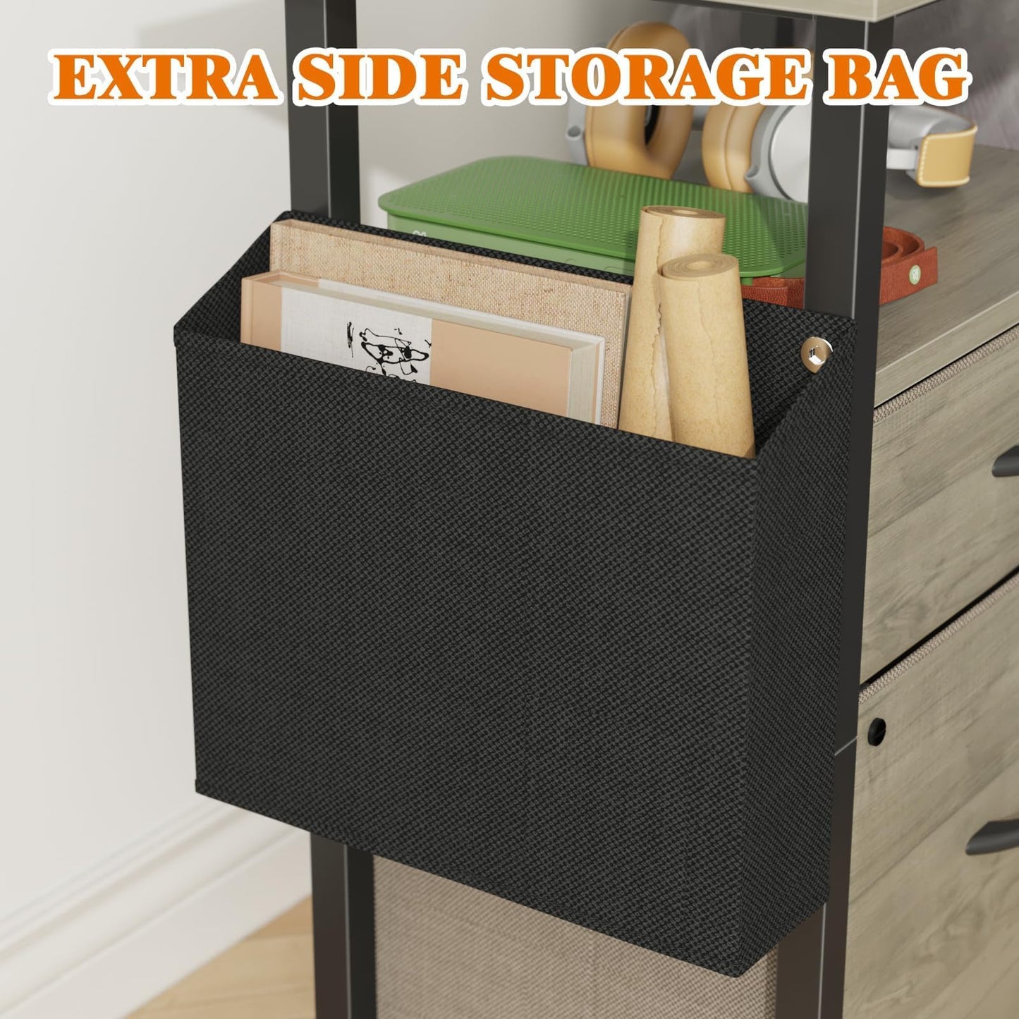 2 Drawer File Cabinet with 24'' Extended Desktop