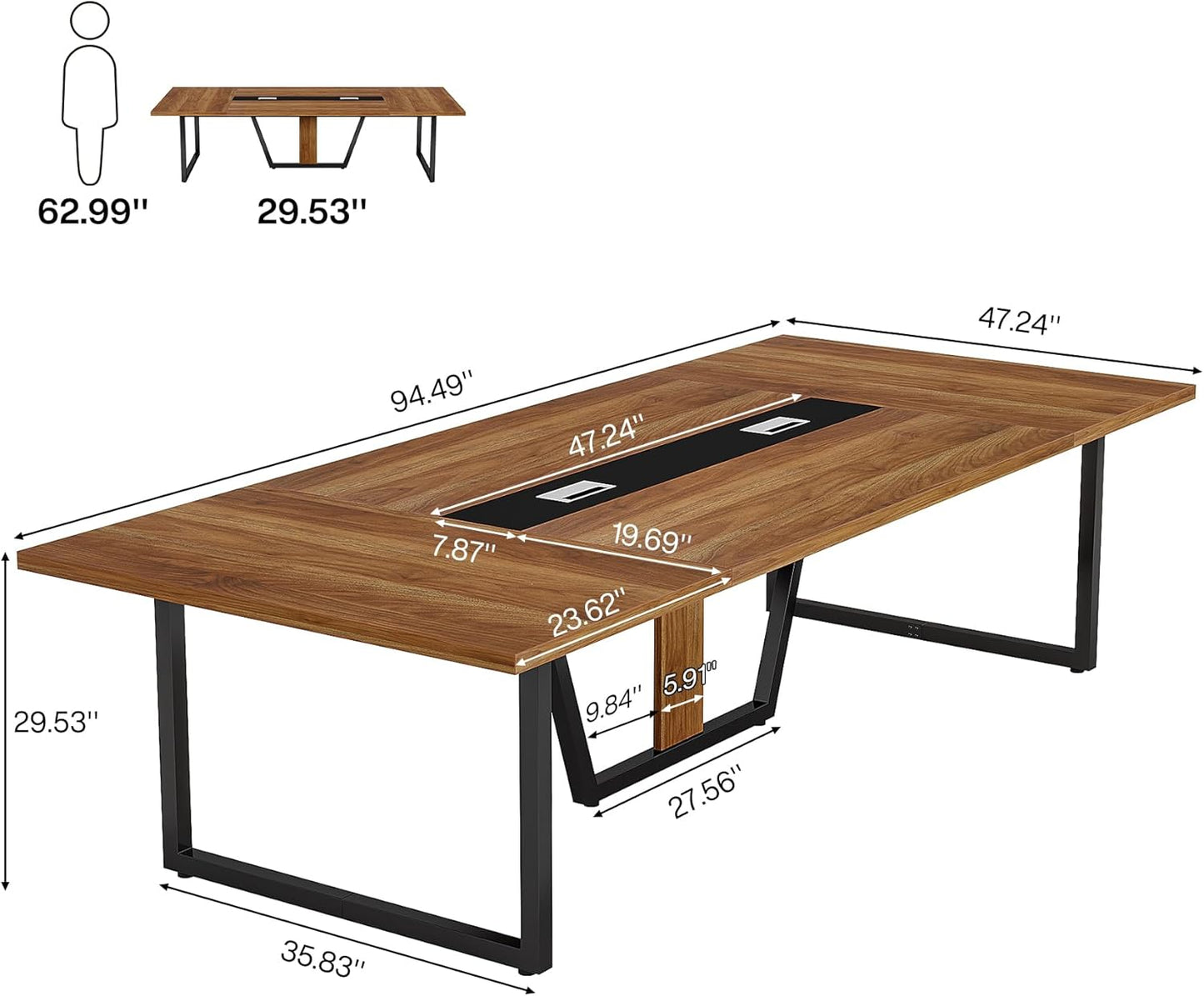 Tribesigns 8FT Conference Table, 94.49 L x 47.24 W x 29.53