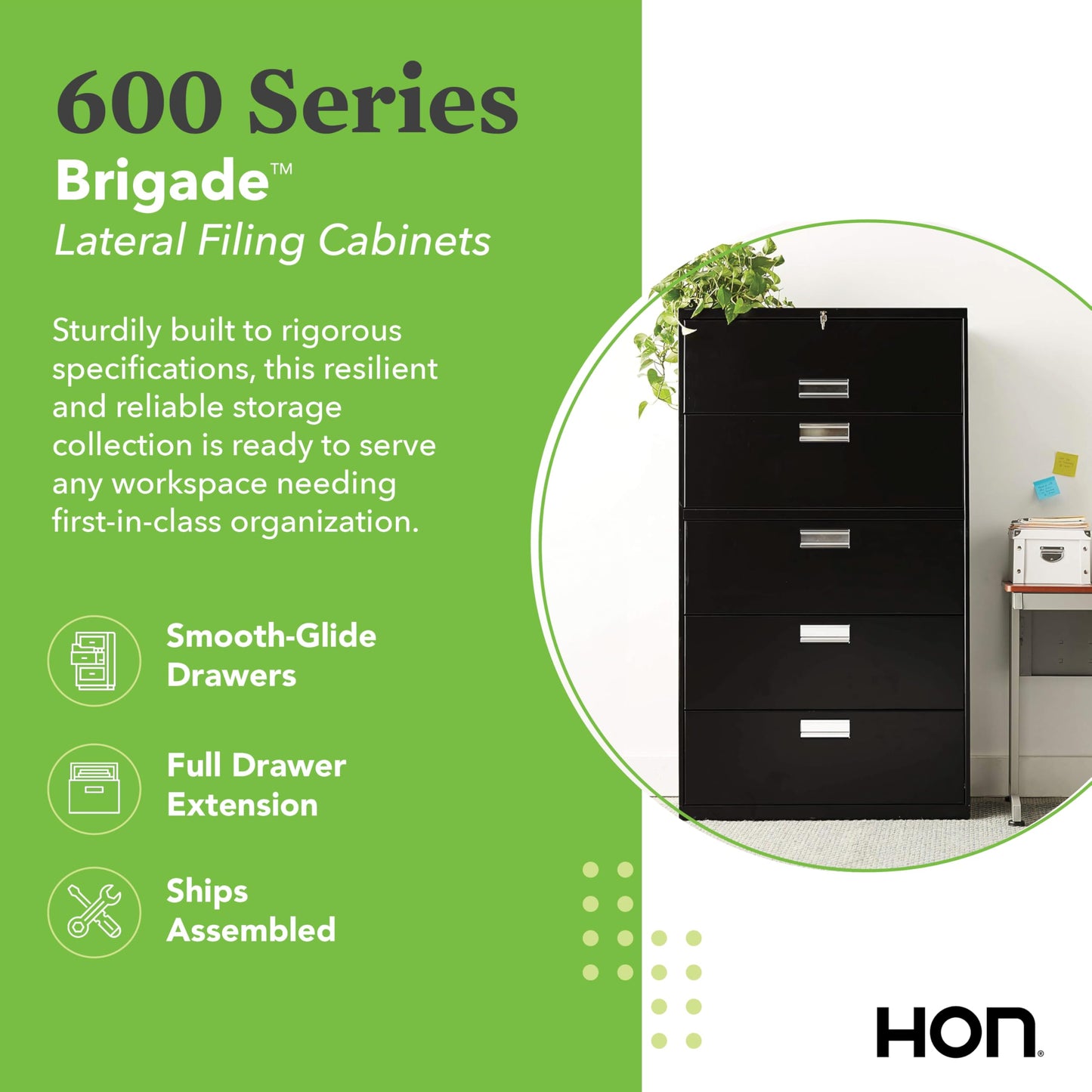 HON 2 Drawer Lateral File Cabinet with Lock, Metal Filing Cabinets