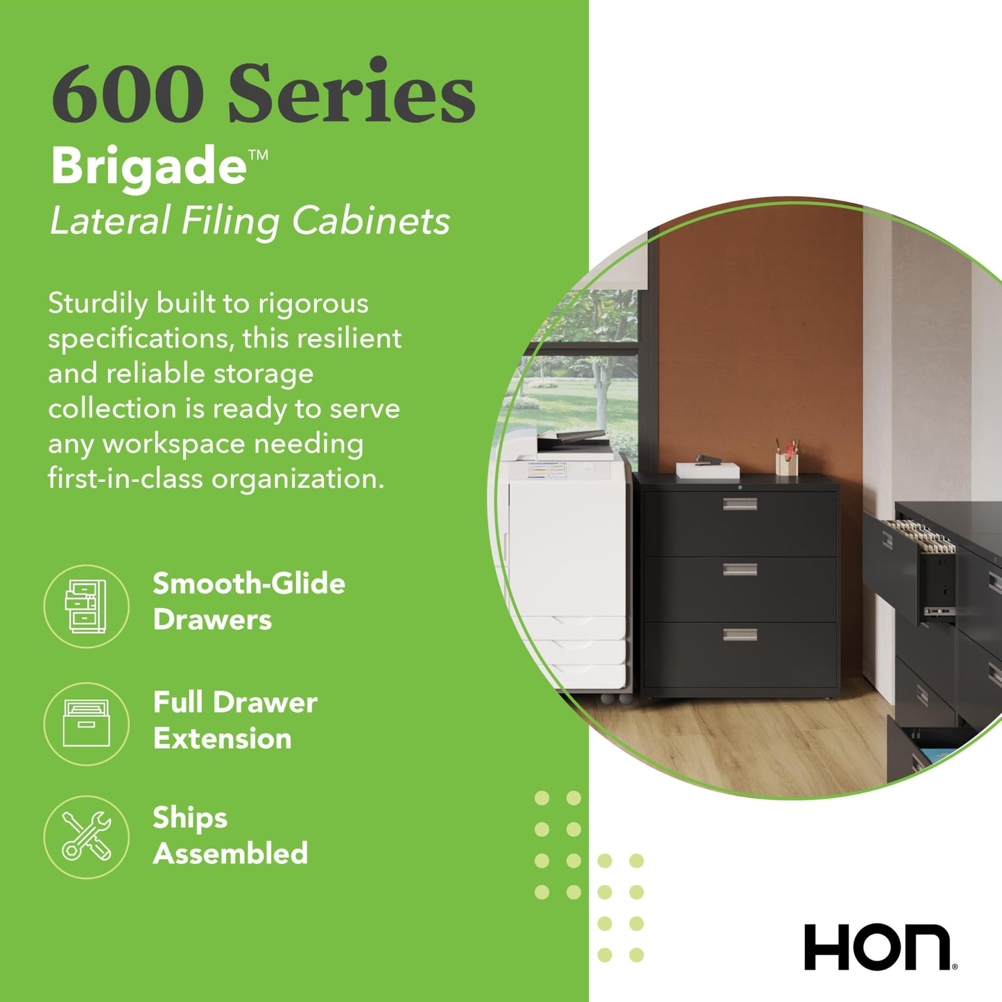 HON 2 Drawer Lateral File Cabinet with Lock, Metal Filing Cabinets