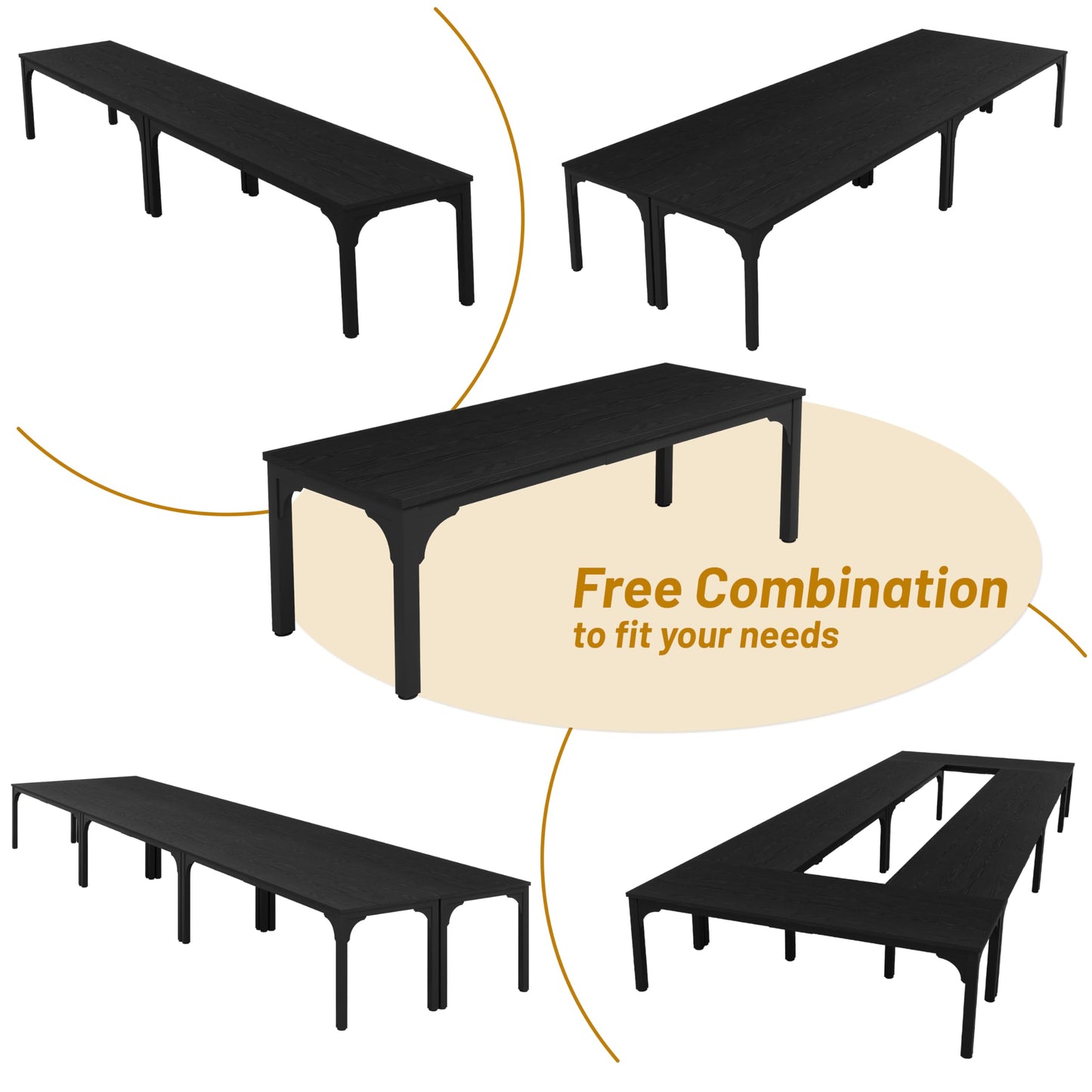 13FT Conference Table, Super Sturdy Large Rectangle Meeting Seminar Table