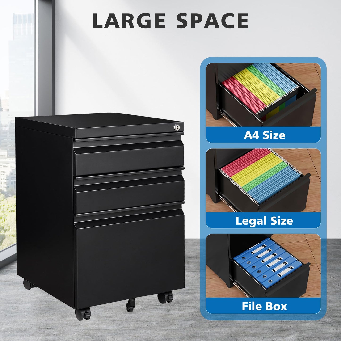 2-Drawer Vertical Locking File Cabinet, Steel, Letter Size