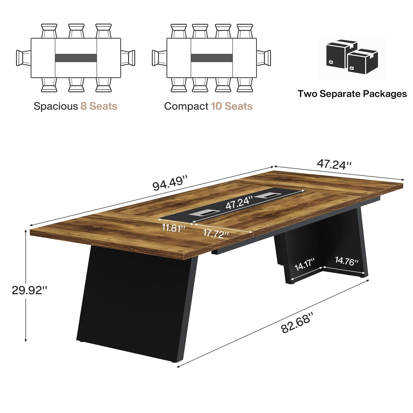 Tribesigns 8ft Conference Table, Modern Office Meeting Room Table
