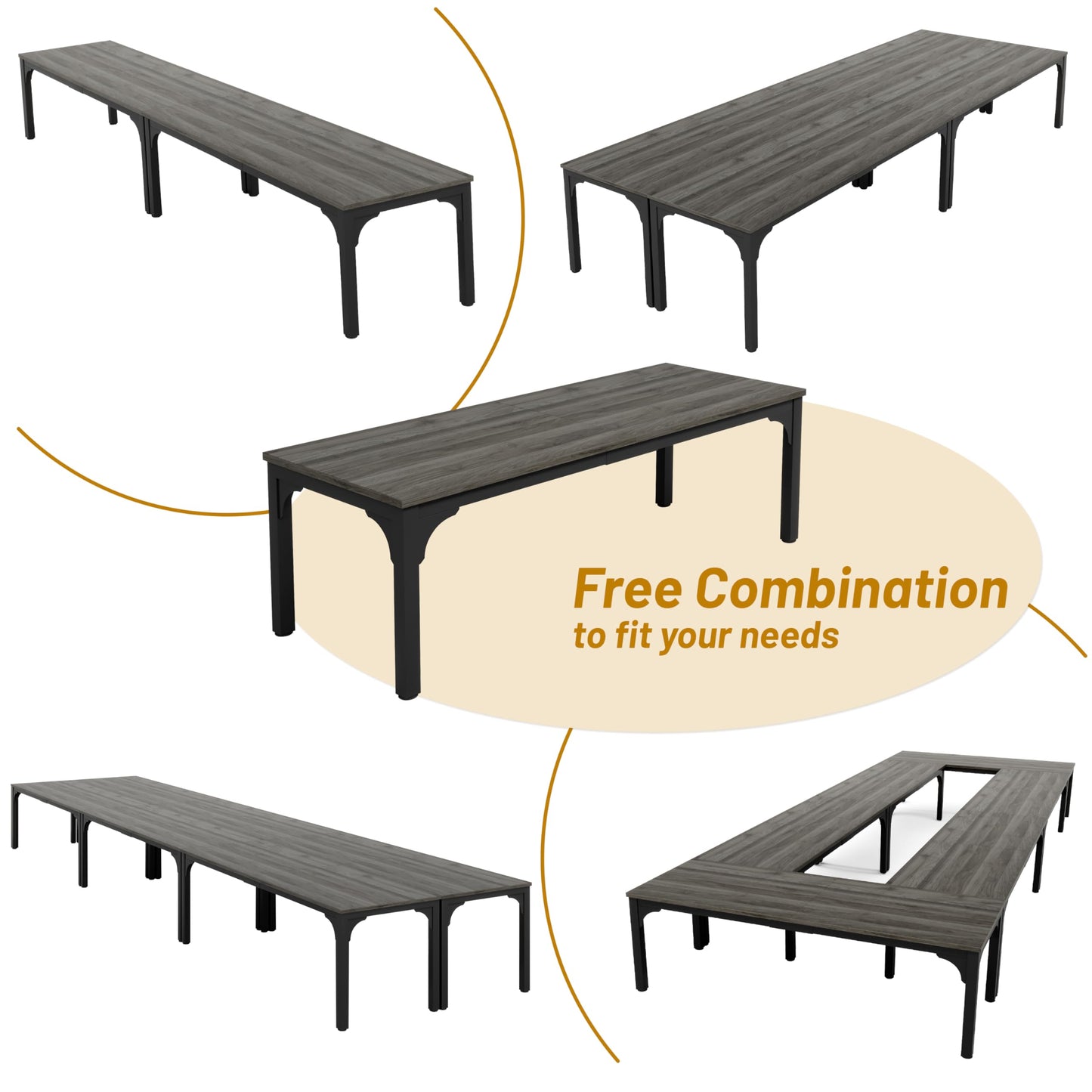 13FT Conference Table, Super Sturdy Large Rectangle Meeting Seminar Table