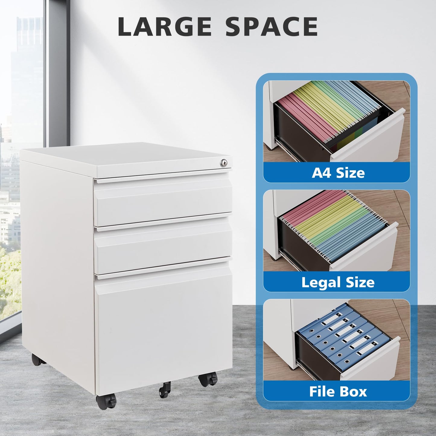 2-Drawer Vertical Locking File Cabinet, Steel, Letter Size