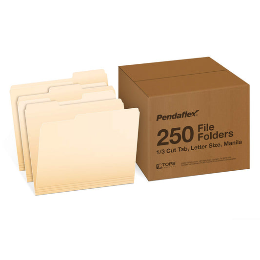 Pendaflex File Folders, Letter Size, 1/3 Cut, Manila